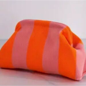 Pink and Orange Striped Clutch